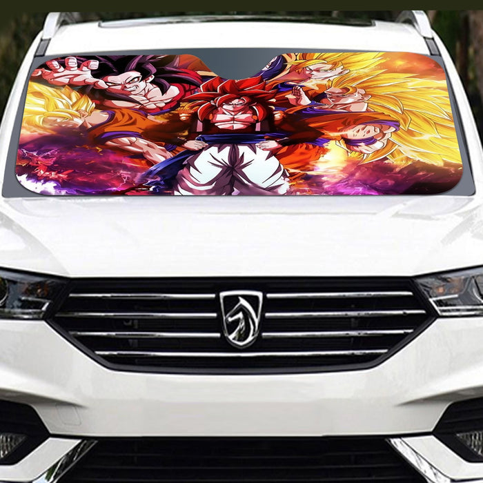 DBZ Gogeta Goku Vegeta Super Saiyan Powerful Lightning Thunder Design Windshield Sunshade