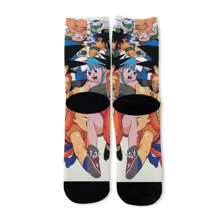 DBZ Kid Goku Master Roshi Bulma Krillin Chasing Dragon Ball Funny Socks