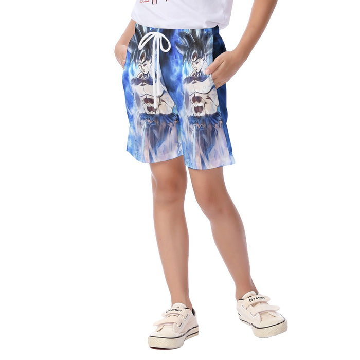 Dragon Ball Super Goku Ultra Instinct Blue Cool Casual Kid's Beach Shorts