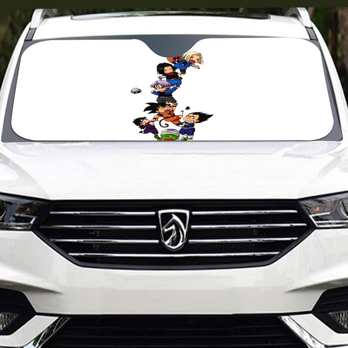 Dragon Ball Z Cute Adorable Chibi DBZ Characters White Windshield Sunshade