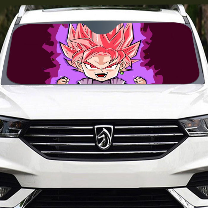 DBZ Goku Black Zamasu Rose Super Saiyan Cute Chibi Design Windshield Sunshade