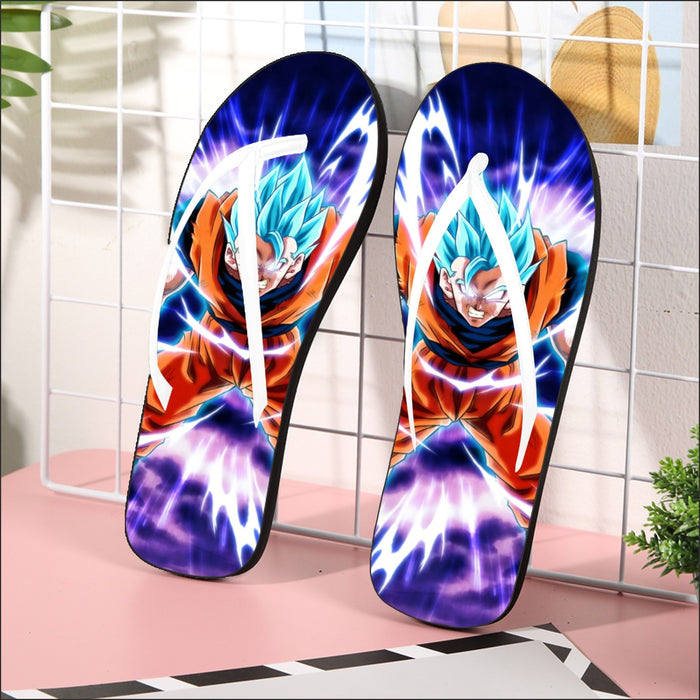 Dragon Ball Goku Blue Super Saiyan Epic Rage Casual Flip Flops