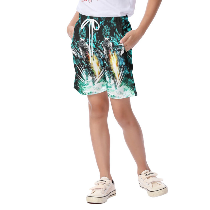 Dragon Ball Gogeta Super Saiyan Power Up Potara Fusion Design Kid's Beach Shorts