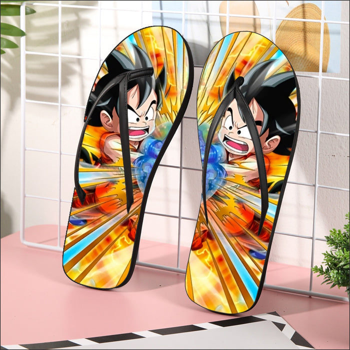 Dragon Ball Energy Kid Goku Blue Kamehameha Flip Flops