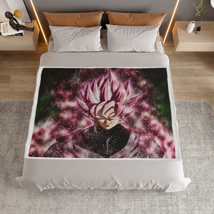 Dragon Ball Z Super Saiyan Goku Black Rose Pink Household Warm Blanket