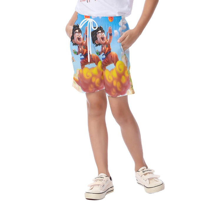 Dragon Ball Goku Kid Ride Flying Nimbus Cute Dope Streetwear Kid's Beach Shorts