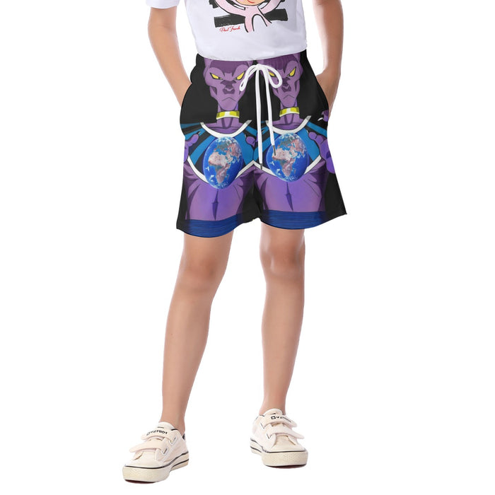 Dragon Ball Super Beerus God Destruction Earth  Kid's Beach Shorts