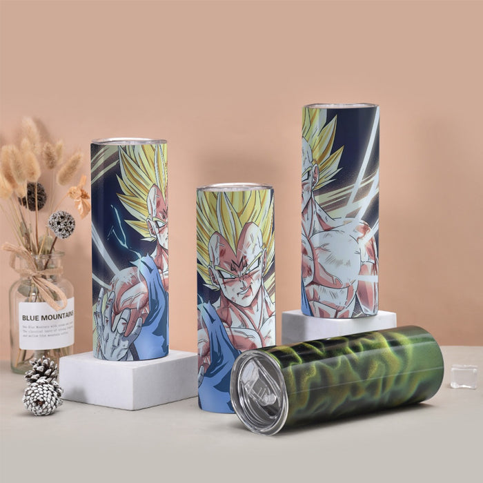 DBZ Majin Vegeta Saiyan Prince Fight Injure Manga Style Trending Tumbler with twinkle surface