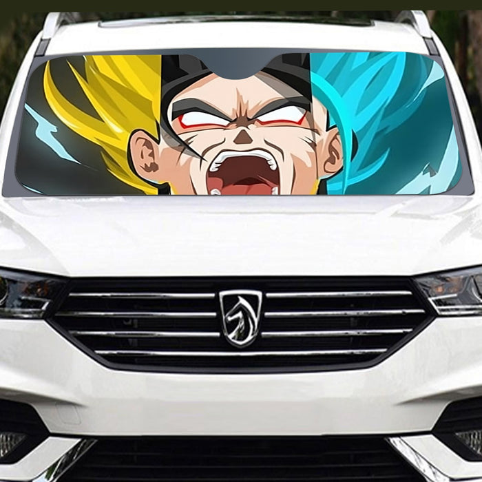 Dragon Ball Goku Super Saiyan Triple Blue God SSGSS Hand Drawing Style Windshield Sunshade