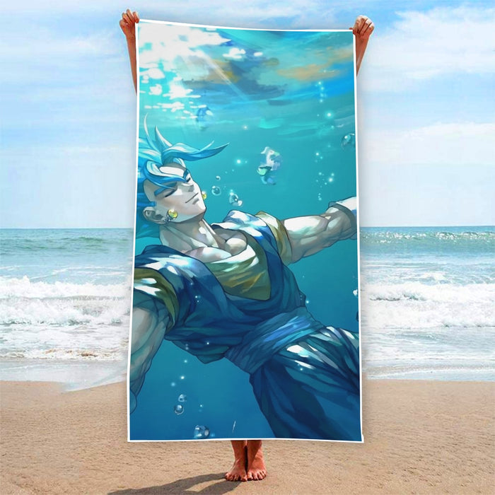 DBZ Relax Gogeta Ocean Blue Saiyan SSGSS Dope Design Beach Towel