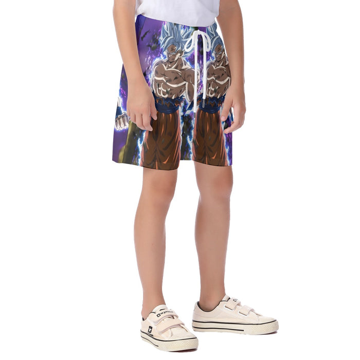 Dragon Ball Z Goku Perfected Ultra Instinct Form Kid's Beach Shorts