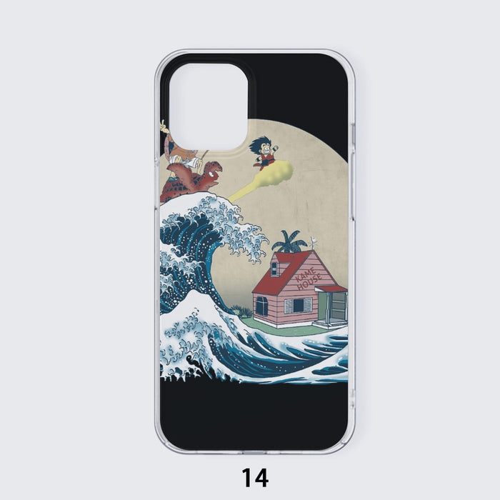 DBZ Kid Goku And Master Roshi Surfing To Kame House iPhone 14 Case