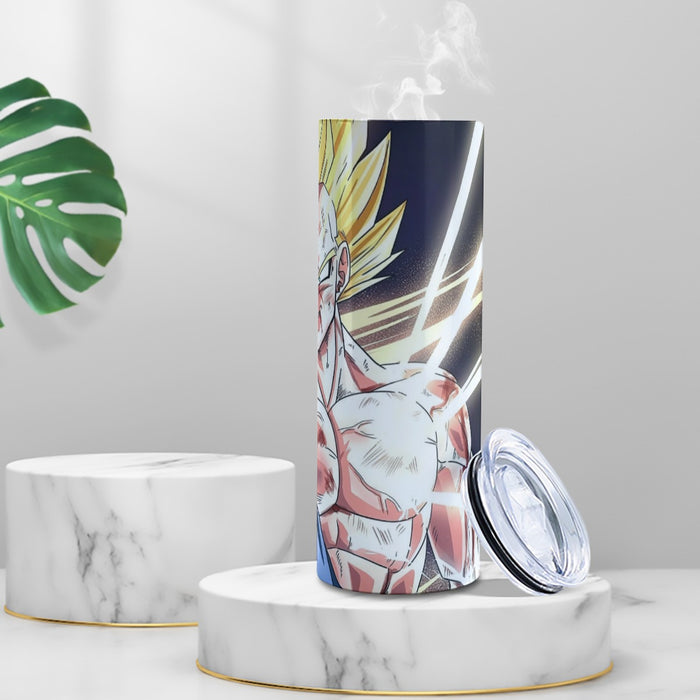 DBZ Majin Vegeta Saiyan Prince Fight Injure Manga Style Trending Tumbler with twinkle surface