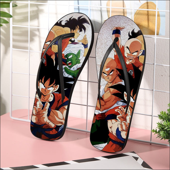 Dragon Ball Goku Piccolo Krillin Heroes Group Awesome Design Flip Flops