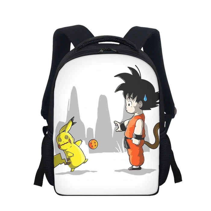 Goku Throwing A Dragon Ball At Pikachu Backpack