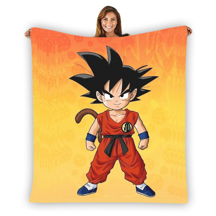 Cute Young Kid Goku Yellow Dragon Ball 3D Blanket