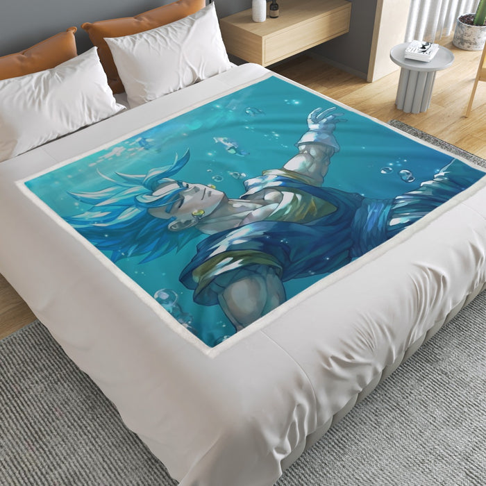 DBZ Relax Gogeta Ocean Blue Saiyan SSGSS Dope Design Household Warm Blanket