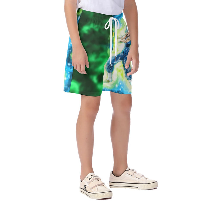 DBZ Goku Super Saiyan Blue SSGSS Kamehameha Power Attack  Kid's Beach Shorts