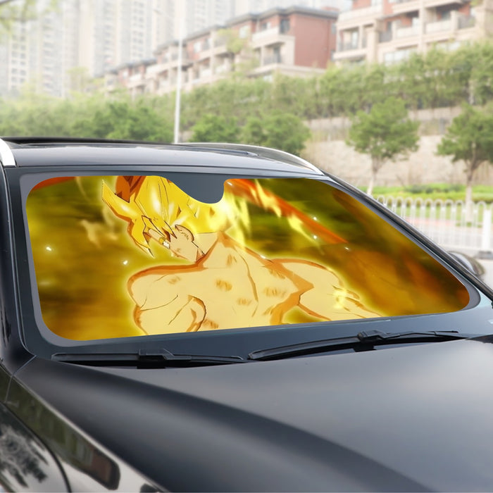 Dragon Ball Goku Super Saiyan Battle Posture Aura Style Windshield Sunshade