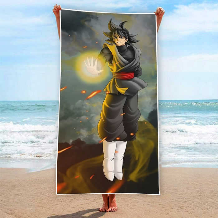 DBZ Goku Black Zamasu Potara Fusion Realistic Drawing Style Cool Beach Towel