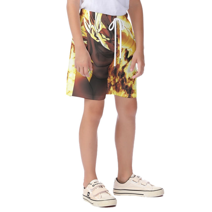 Dragon Ball Z Dope Majin Vegeta Grin Yellow Aura Kid's Beach Shorts