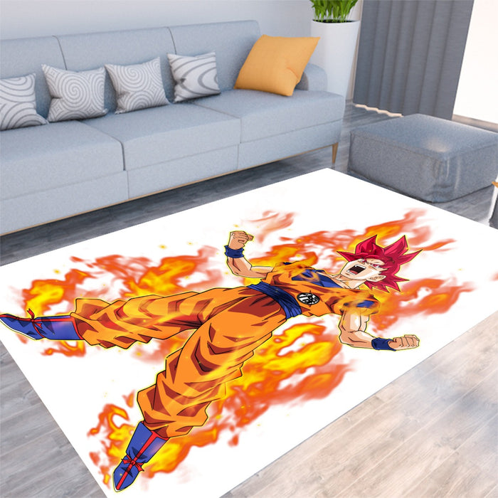 Awesome Goku Super Saiyan God Transformation DBZ Rug