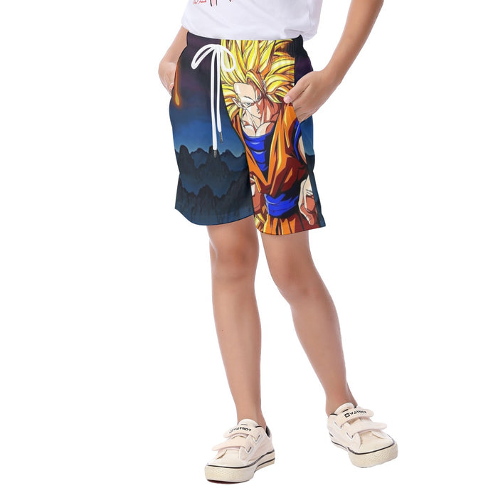 Super Saiyan 3 Goku Kid's Beach Shorts