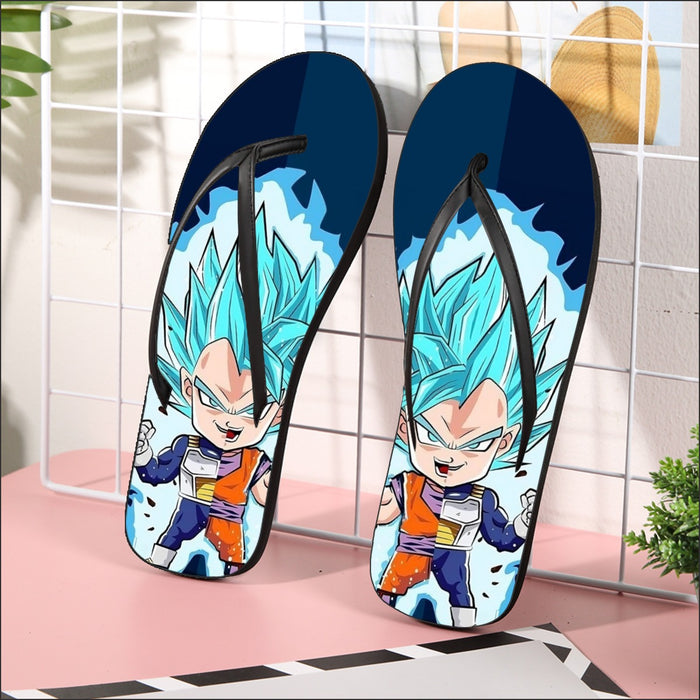 DBZ Goku Vegeta SSGSS God Blue Super Saiyan Chibi Sketch Flip Flops