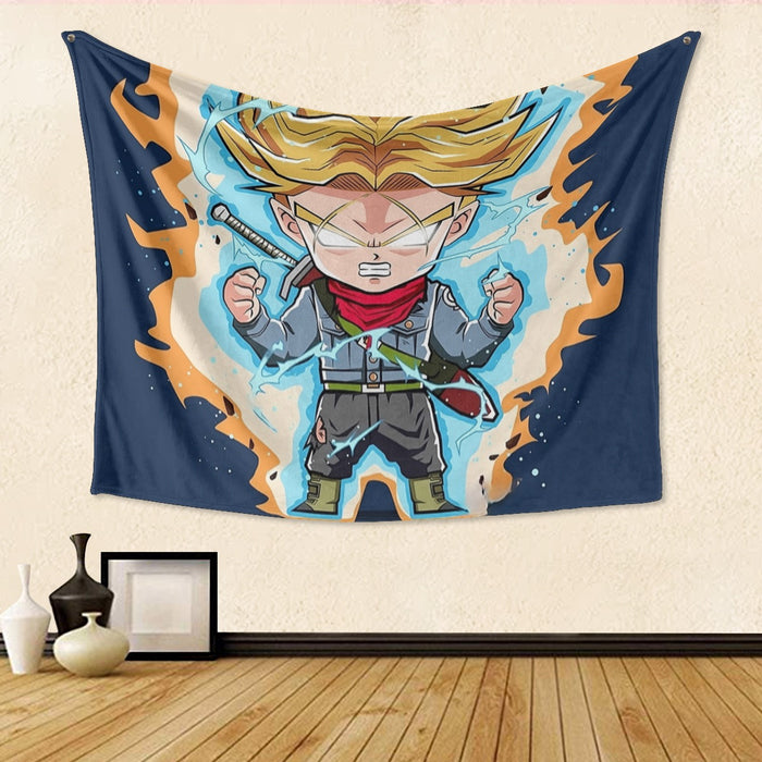 Dragon Ball Future Trunks Saga Super Saiyan Chibi Design Tapestry