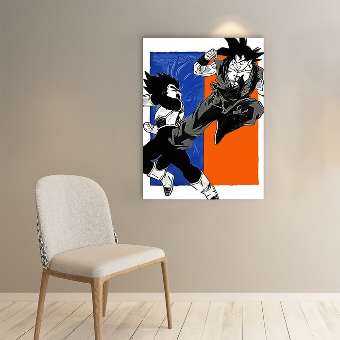 Red Goku And Blue Vegeta Fight Dragon Ball Z Paper poster