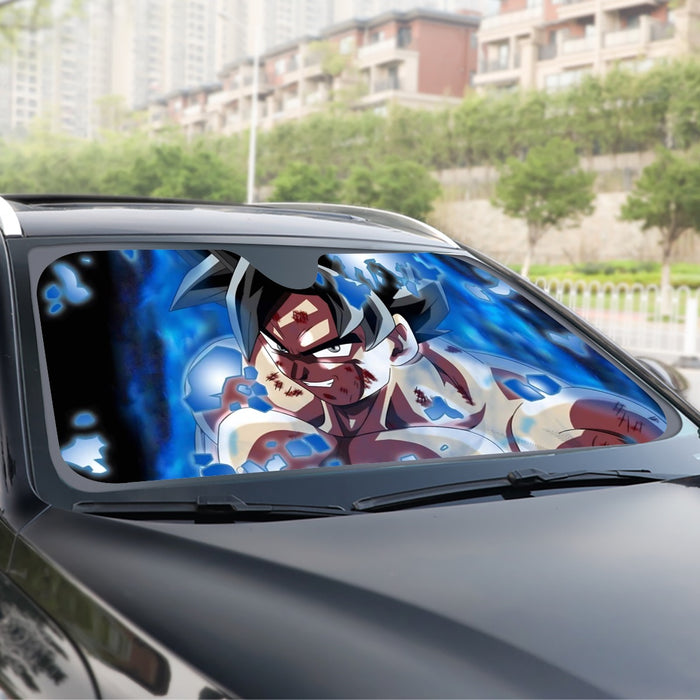 Dragon Ball Super Goku Blue Ultra Instinct Dope Grin Windshield Sunshade