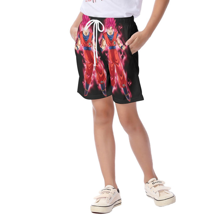 Dragon Ball Super Son Goku Red Kaioken Ultra Instinct Kid's Beach Shorts