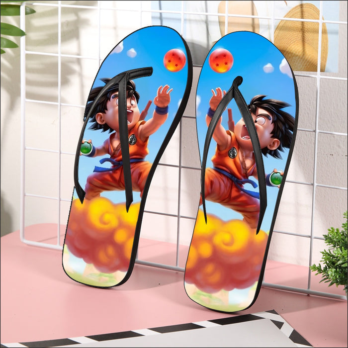 Dragon Ball Goku Kid Ride Flying Nimbus Cute Dope Streetwear Flip Flops