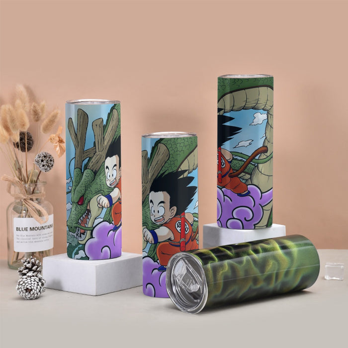 Dragon Ball  Kid Goku Flying With Shenron Tumbler with twinkle surface