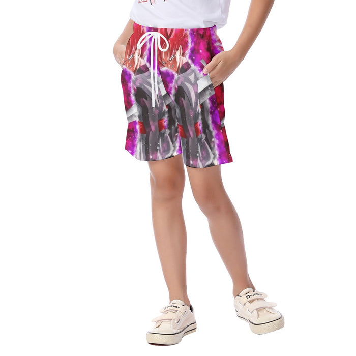 Dragon Ball Super Black Goku Rose Impaled Trunks Sword Kid's Beach Shorts