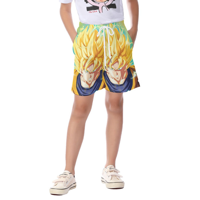 Dragon Ball Goku Super Saiyan Hero Thunder Design Street Style Kid's Beach Shorts