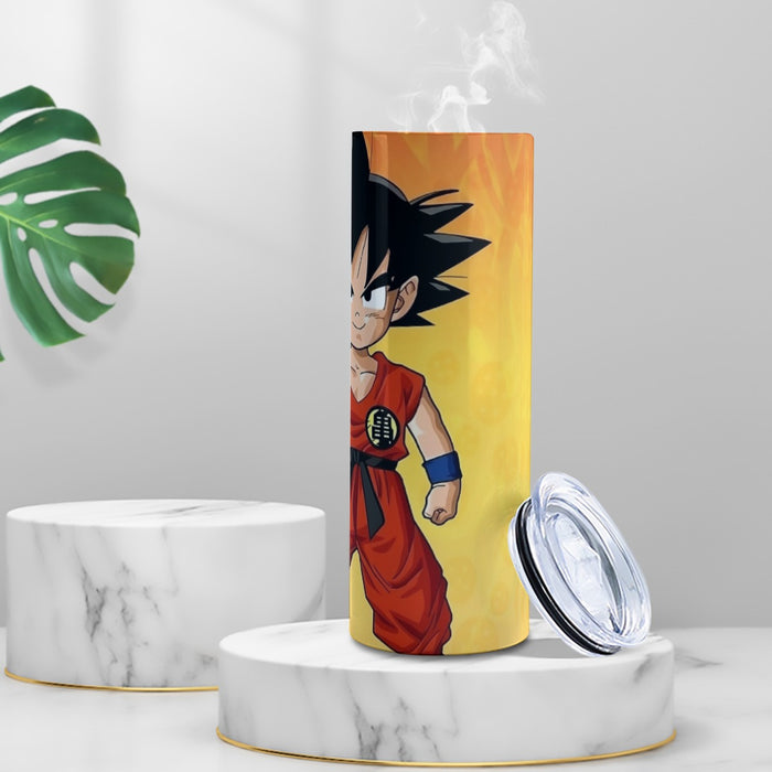 Cute Young Kid Goku Yellow Dragon Ball 3D Tumbler with twinkle surface