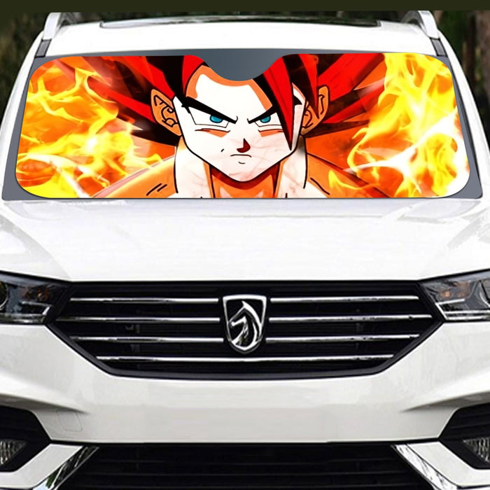 Dragon Ball Goku Super Saiyan Rose Flaming Fan Art Windshield Sunshade