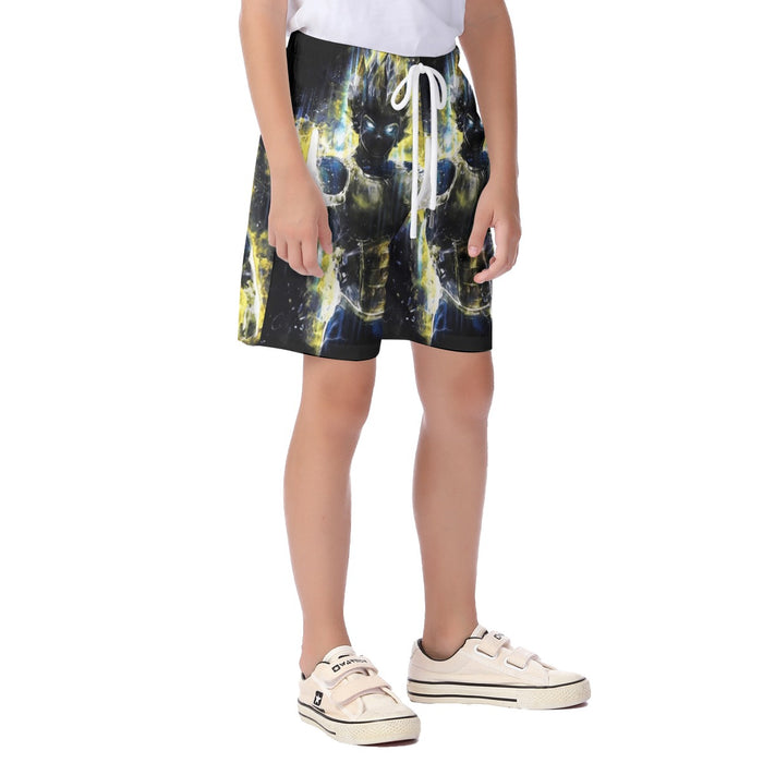 Dragon Ball Z Super Saiyan Vegeta Yellow Aura Epic  Kid's Beach Shorts