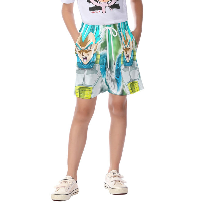 Dragon Ball Super Blue Vegeta Super Saiyan God Cool Kid's Beach Shorts