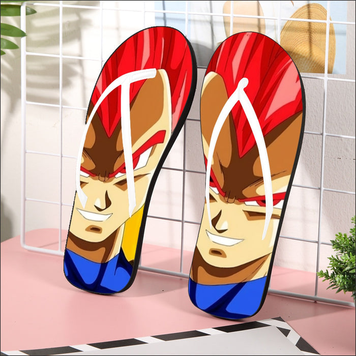 Dragon Ball Vegeta Super Saiyan Red God Vibrant Print Flip Flops