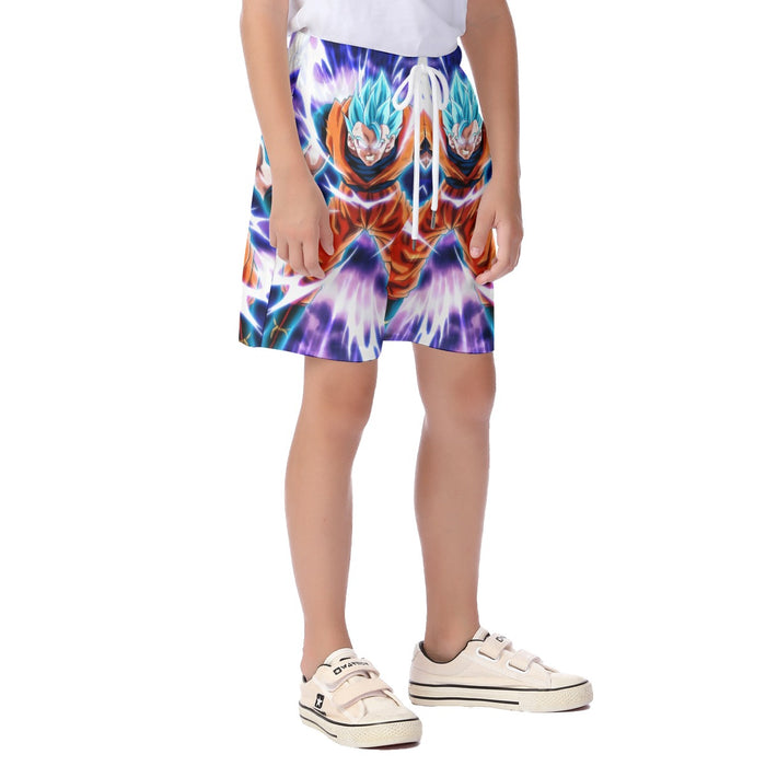 Dragon Ball Goku Blue Super Saiyan Epic Rage Casual Kid's Beach Shorts