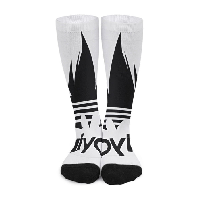 Dragon Ball Z Black Saiyan Adidas Parody Print Gray Socks