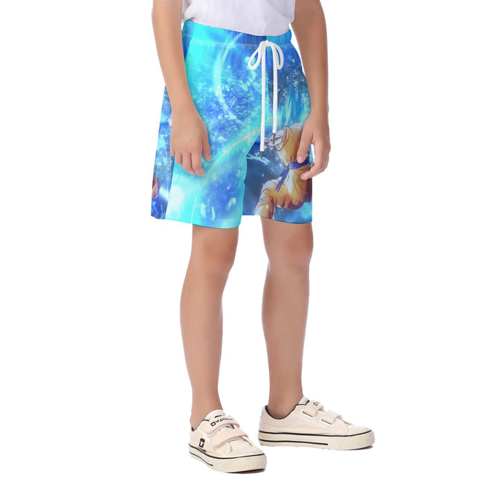 DBZ Goku SSGSS Saiyan God Blue Aura Blasting Streetwear Kid's Beach Shorts