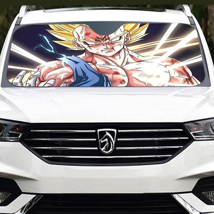 DBZ Majin Vegeta Saiyan Prince Fight Injure Manga Style Trending Windshield Sunshade