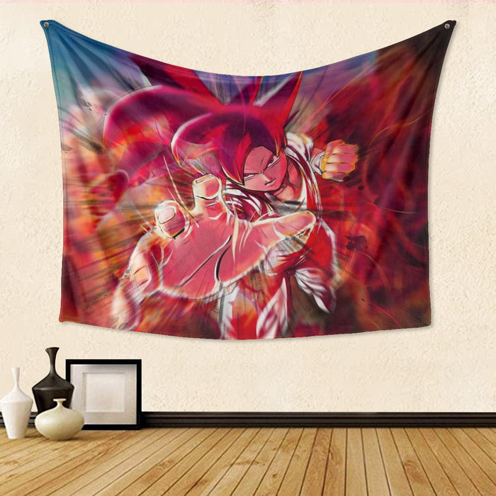 Dragon Ball Z Son Goku Super Saiyan Rose Blue Aura Tapestry