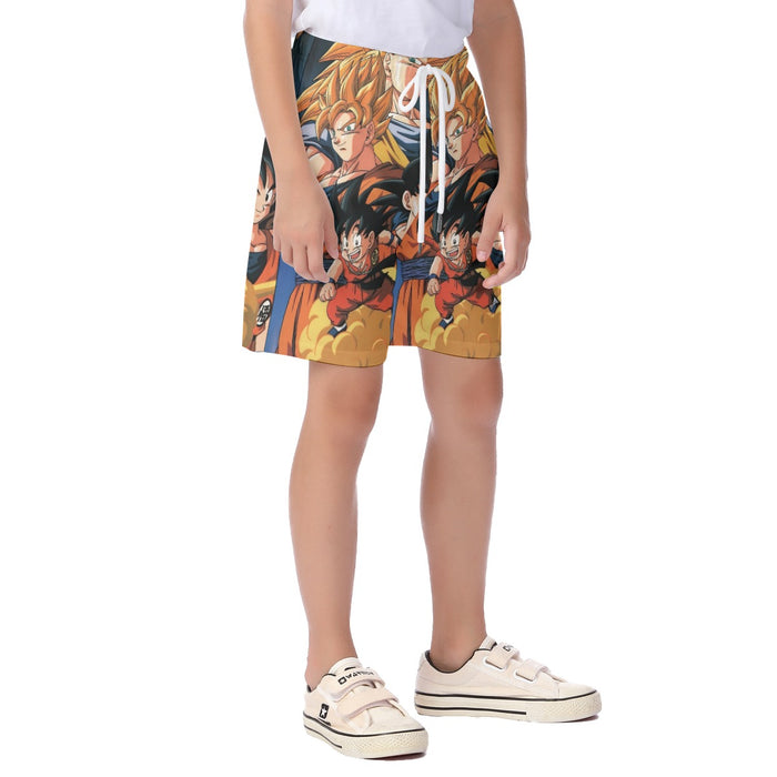 Goku Evolution from Kid to SSJ3 Transformation Dopest 3D  Kid's Beach Shorts