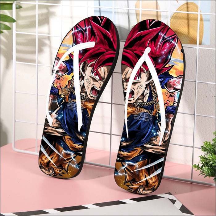 Goku Super Saiyan God Flip Flops