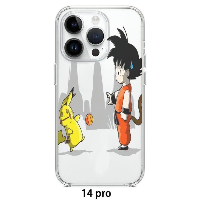 Goku Throwing A Dragon Ball At Pikachu iPhone 14 Case