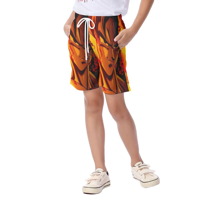 Dragon Ball Z Pissed Serious Son Goku Dope Orange  Kid's Beach Shorts